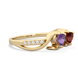 Amethyst Side By Side 14K Yellow Gold ring R3090