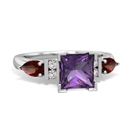 Amethyst 6Mm Princess Eternal Embrace Engagement 14K White Gold ring C2002