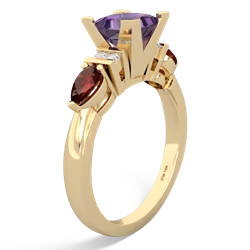 Amethyst 6Mm Princess Eternal Embrace Engagement 14K Yellow Gold ring C2002