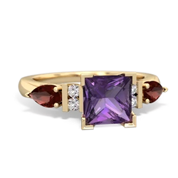 Amethyst 6Mm Princess Eternal Embrace Engagement 14K Yellow Gold ring C2002