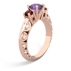 Amethyst Art Deco Eternal Embrace Engagement 14K Rose Gold ring C2003