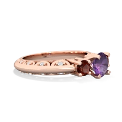 Amethyst Art Deco Eternal Embrace Engagement 14K Rose Gold ring C2003