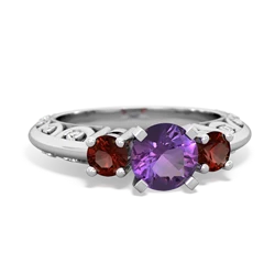 Amethyst Art Deco Eternal Embrace Engagement 14K White Gold ring C2003