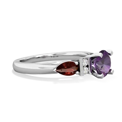 Amethyst 6Mm Round Eternal Embrace Engagement 14K White Gold ring R2005