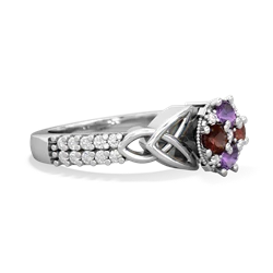 Amethyst Celtic Knot Cluster Engagement 14K White Gold ring R26443RD