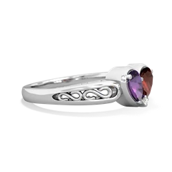 Amethyst Filligree 'One Heart' 14K White Gold ring R5070