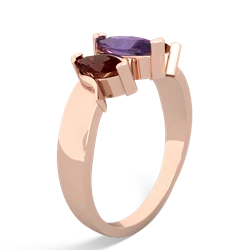 Amethyst Three Peeks 14K Rose Gold ring R2433