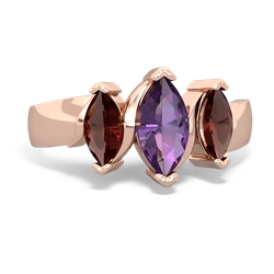 Amethyst Three Peeks 14K Rose Gold ring R2433