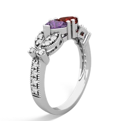 Amethyst Diamond Butterflies 14K White Gold ring R5601