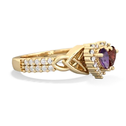 Amethyst Celtic Knot Two Hearts As One 14K Yellow Gold ring R2644HRT