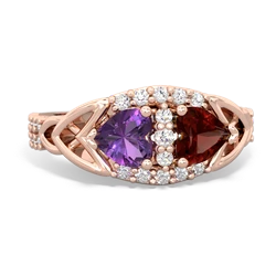 Amethyst Sparkling Celtic Knot 14K Rose Gold ring R2645