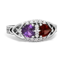 Amethyst Sparkling Celtic Knot 14K White Gold ring R2645