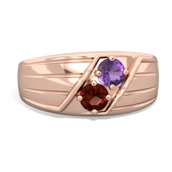 Amethyst Men's Streamline 14K Rose Gold ring R0460