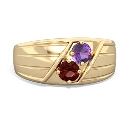 Amethyst Men's Streamline 14K Yellow Gold ring R0460