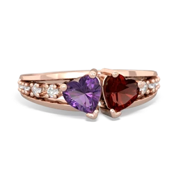 Amethyst Heart To Heart 14K Rose Gold ring R3342