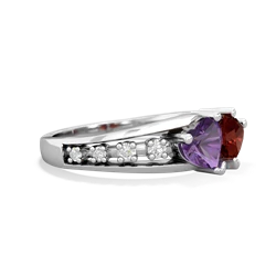 Amethyst Heart To Heart 14K White Gold ring R3342