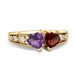 Amethyst Heart To Heart 14K Yellow Gold ring R3342