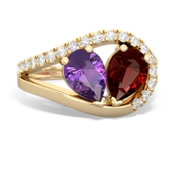 Amethyst Nestled Heart Keepsake 14K Yellow Gold ring R5650