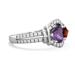 Amethyst Art-Deco Keepsake 14K White Gold ring R5630