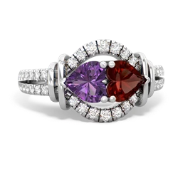 Amethyst Art-Deco Keepsake 14K White Gold ring R5630