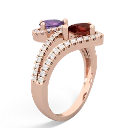 Amethyst Diamond Dazzler 14K Rose Gold ring R3000