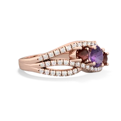 Amethyst Three Stone Aurora 14K Rose Gold ring R3080