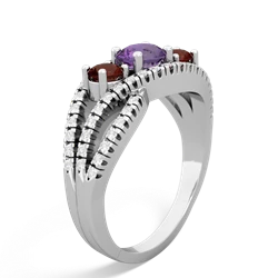 Amethyst Three Stone Aurora 14K White Gold ring R3080