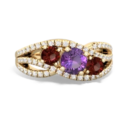 Amethyst Three Stone Aurora 14K Yellow Gold ring R3080