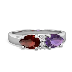 Amethyst Pear Bowtie 14K White Gold ring R0865