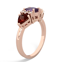 Amethyst Antique Style Three Stone 14K Rose Gold ring R2186