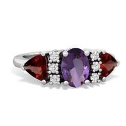 Amethyst Antique Style Three Stone 14K White Gold ring R2186