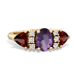 Amethyst Antique Style Three Stone 14K Yellow Gold ring R2186