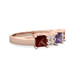 Amethyst Three Stone Diamond Cluster 14K Rose Gold ring R2592