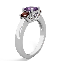 Amethyst Three Stone Trellis 14K White Gold ring R4015