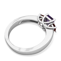 Amethyst Three Stone Trellis 14K White Gold ring R4015