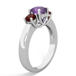 Amethyst Three Stone Round Trellis 14K White Gold ring R4018