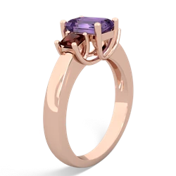 Amethyst Three Stone Emerald-Cut Trellis 14K Rose Gold ring R4021