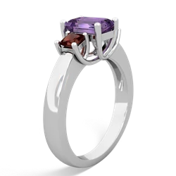 Amethyst Three Stone Emerald-Cut Trellis 14K White Gold ring R4021