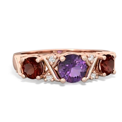 Amethyst Hugs And Kisses 14K Rose Gold ring R5016