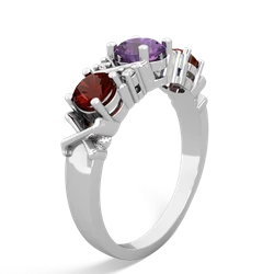 Amethyst Hugs And Kisses 14K White Gold ring R5016