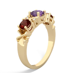 Amethyst Hugs And Kisses 14K Yellow Gold ring R5016