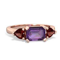 Amethyst Three Stone 14K Rose Gold ring R5235