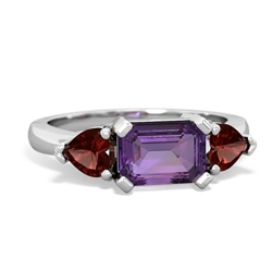 Amethyst Three Stone 14K White Gold ring R5235