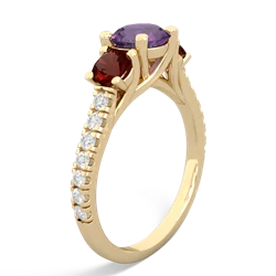 Amethyst Pave Trellis 14K Yellow Gold ring R5500