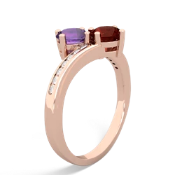 Amethyst Channel Set Two Stone 14K Rose Gold ring R5303