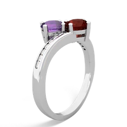 Amethyst Channel Set Two Stone 14K White Gold ring R5303