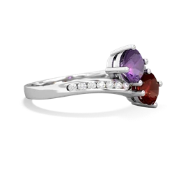 Amethyst Channel Set Two Stone 14K White Gold ring R5303