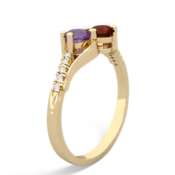 Amethyst Infinity Pave Two Stone 14K Yellow Gold ring R5285