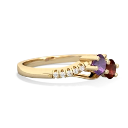 Amethyst Infinity Pave Two Stone 14K Yellow Gold ring R5285