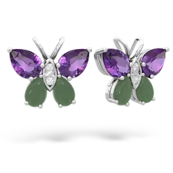 Amethyst Butterfly 14K White Gold earrings E2215